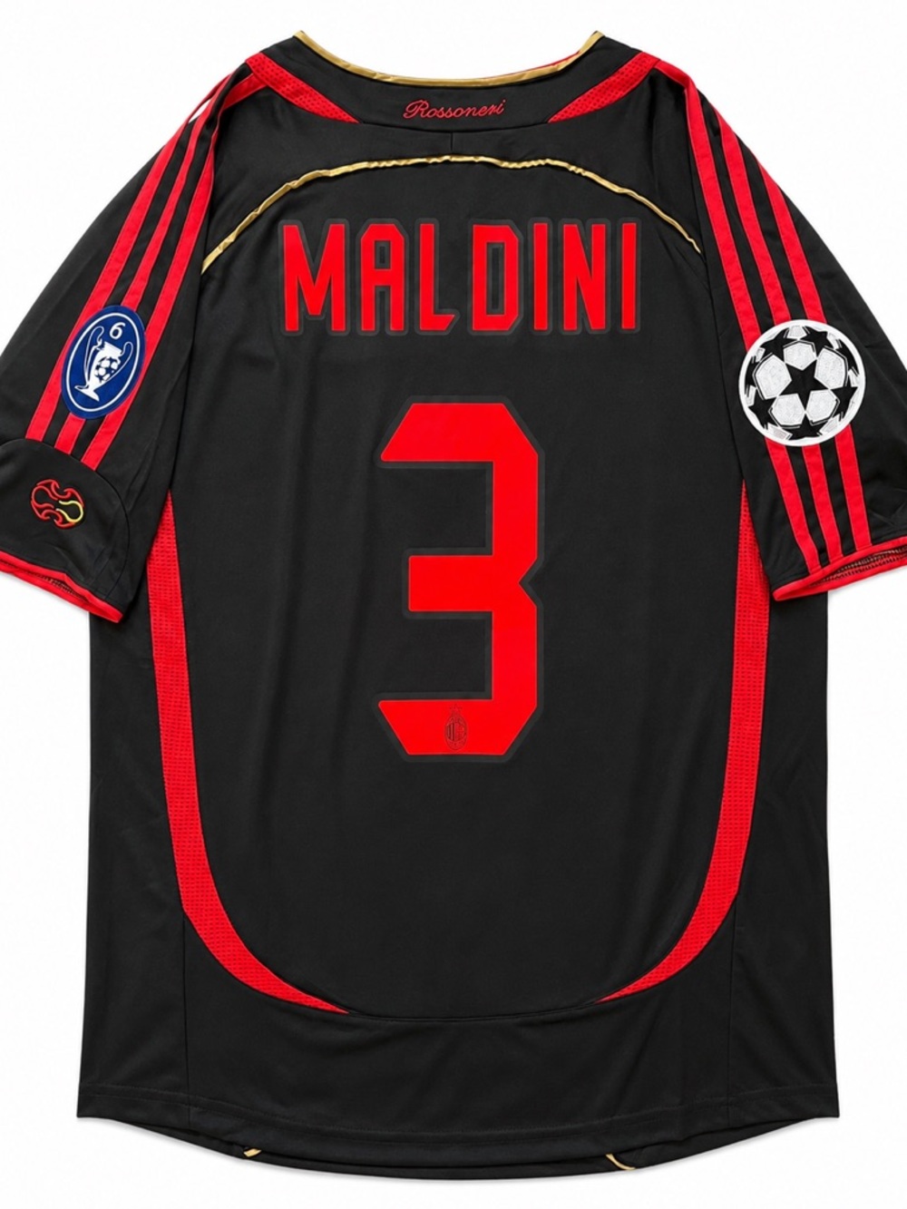 Maldini #3 AC Milan Black Soccer Jersey UCL Retro 2006 Third Kit